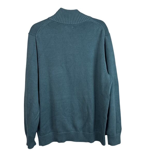 L.L. Bean Men's Quarter Zip Sweater Teal Green Size L Gorpcore Outdoor Cabincore - Picture 3 of 10